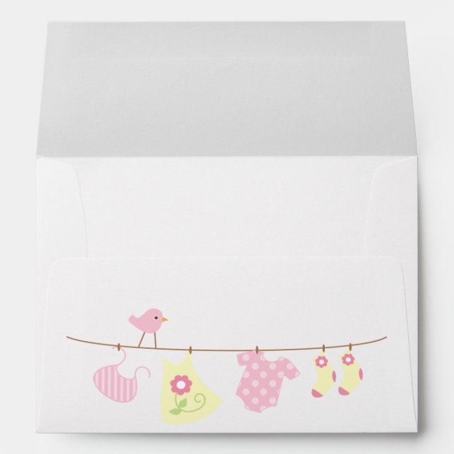 Baby Laundry Girl Baby Shower Envelopes (Back (Bottom))