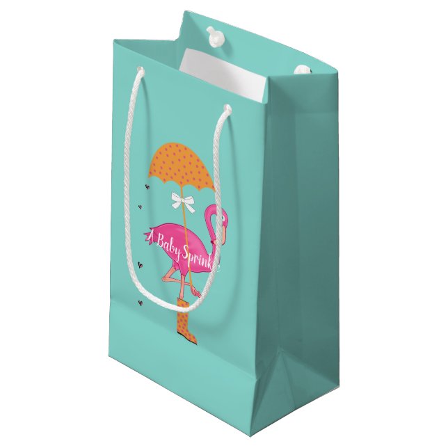 BABY Lets Flamingle Flamingo Shower Sprinkle Party Small Gift Bag (Front Angled)