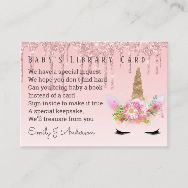 Baby Library Demande de carte Pink Unicorn (Devant)