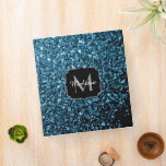 Baby light blue faux glitter sparkles Monogram Binder<br><div class="desc">Personalize unique trendy office school supply binder gift with your initial and name. Beautiful girly glamourous light blue shiny glitters sparkles. Photo of  baby blue sparkles not actual glitter!</div>