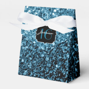 Baby light blue faux glitter sparkles Sweet 16 Favor Box