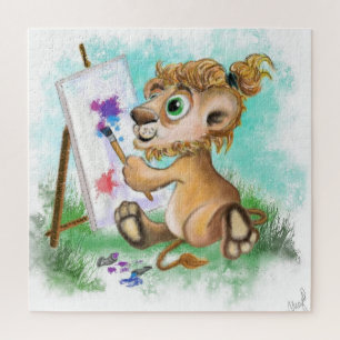 Baby Lion Artist Paints Dream Puzzle - Painting