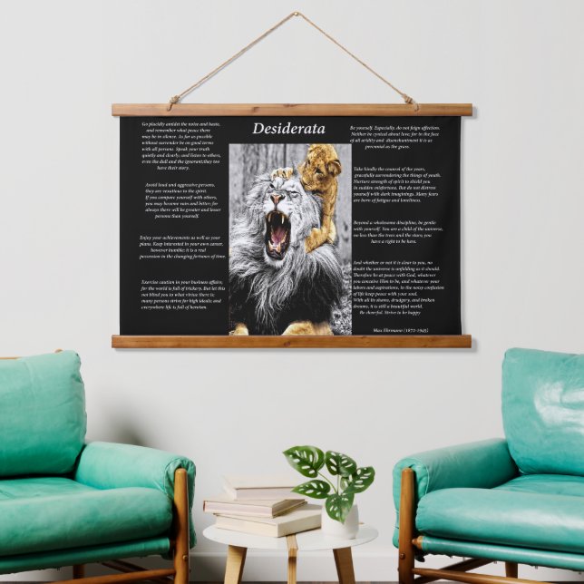 Baby lion biting the neck of his parent hanging tapestry (Living Room)