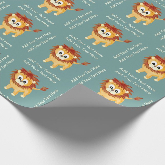 Baby Lion Cub Cute Children's Birthday Custom Wrapping Paper (Corner)