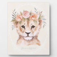 Baby Lion Cub with Flower Crown Nursery Art