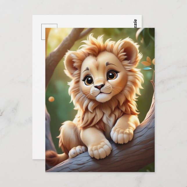 Baby Lion dans la jungle, Carte postale (Devant / Derrière)