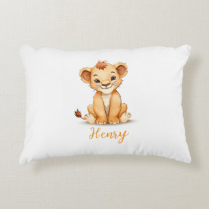 Baby Lion Nursery Lumbar Pillow with Custom Name