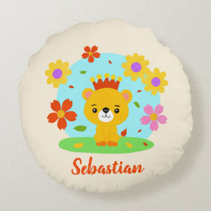 Baby lion round pillow