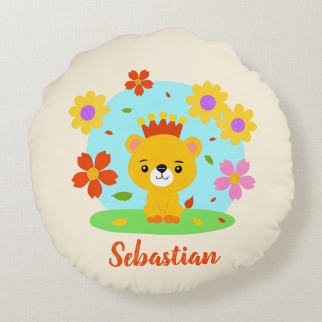 Baby lion round pillow (Back)