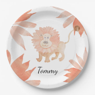 Baby Lion Watercolor Hand-painted Paper Plate