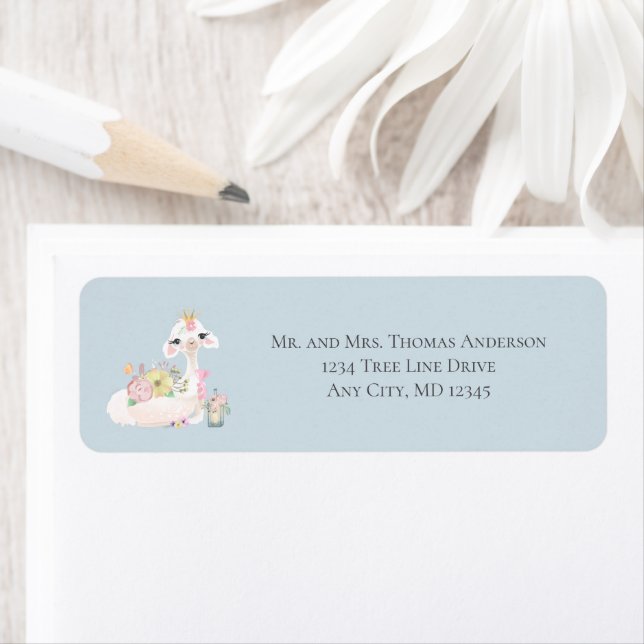 Baby Llama avec Fleurs Blanc et Bleu Baby Boy (En situation)