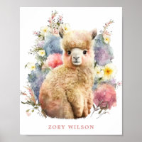 Baby Llama Nursery Decor Kid's Wall Art Girl