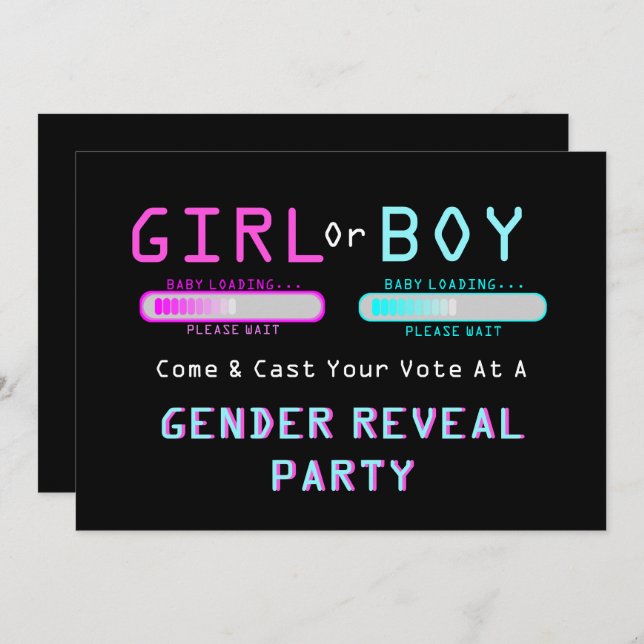 baby loading bar gender reveal party invitation (Front/Back)