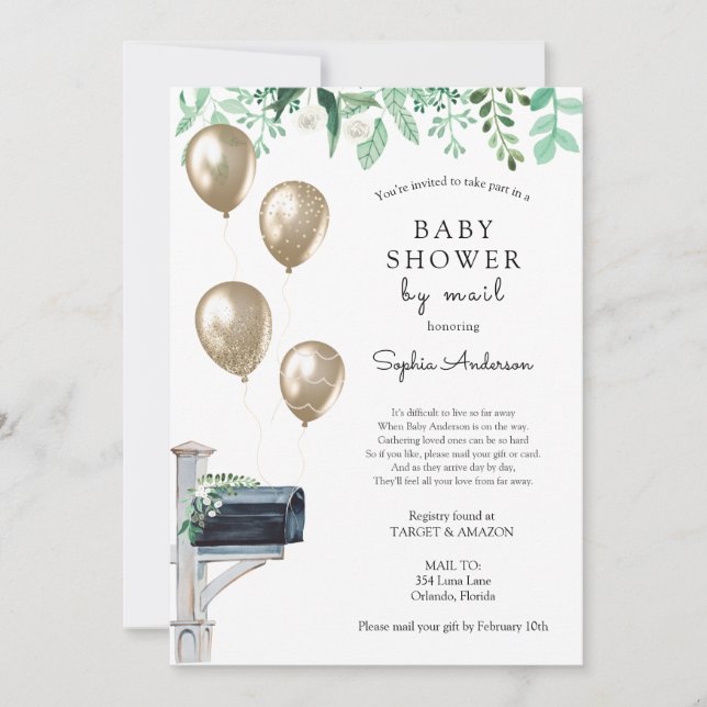 Baby Long Distance Shower by Mail Invitation (Front)