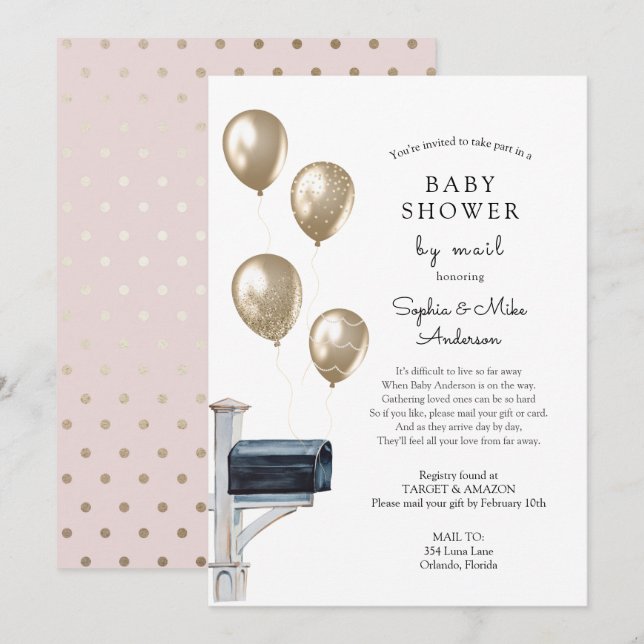 Baby Long Distance Shower by Mail Invitation (Front/Back)