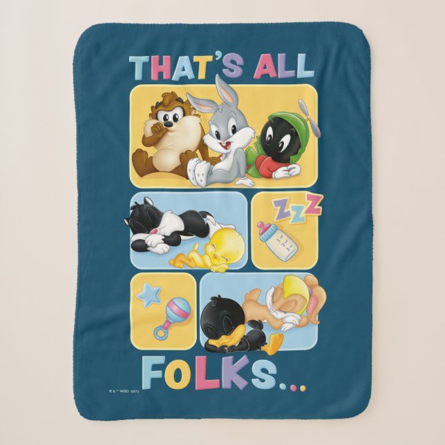 Baby Looney Tunes Characters | That's All Folks Sherpa Blanket (Front)