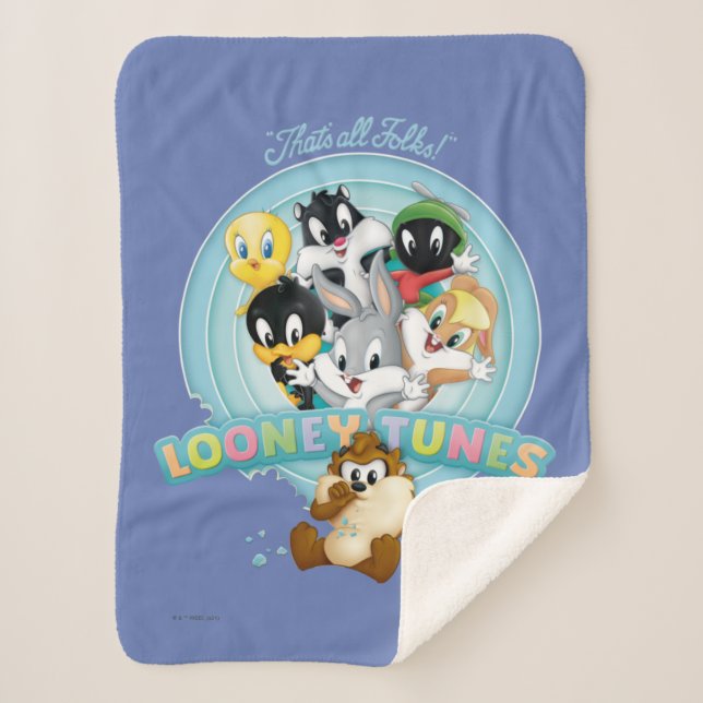 Baby LOONEY TUNES™ Logo | That's All Folks Sherpa Blanket (Front)