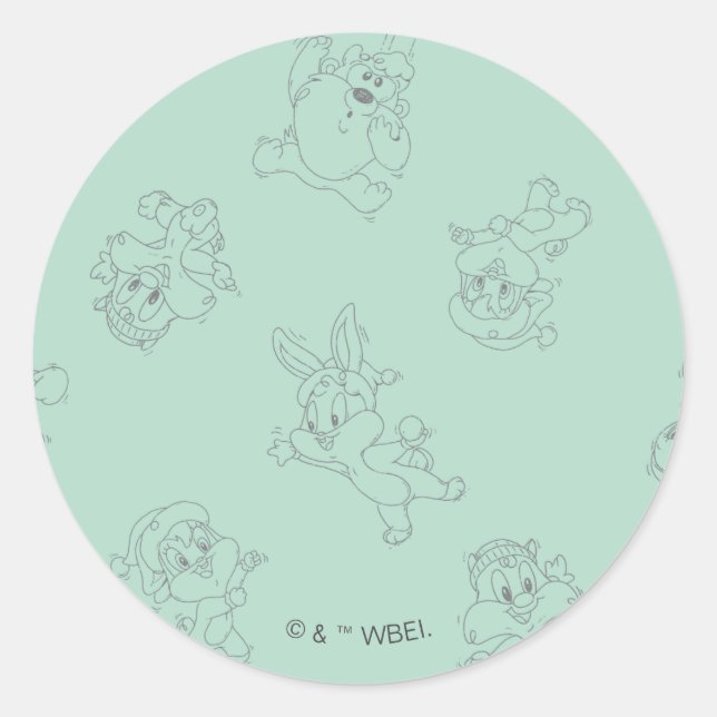 Baby LOONEY TUNES™ Winter Pattern Classic Round Sticker (Front)