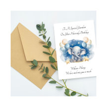 Baby Loss Boy Elephant Birthday Remembrance Card