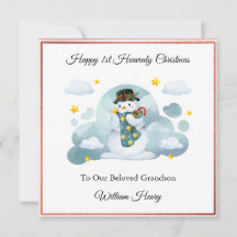Baby Loss Garçon Cloud Snowman Carte de Noël
