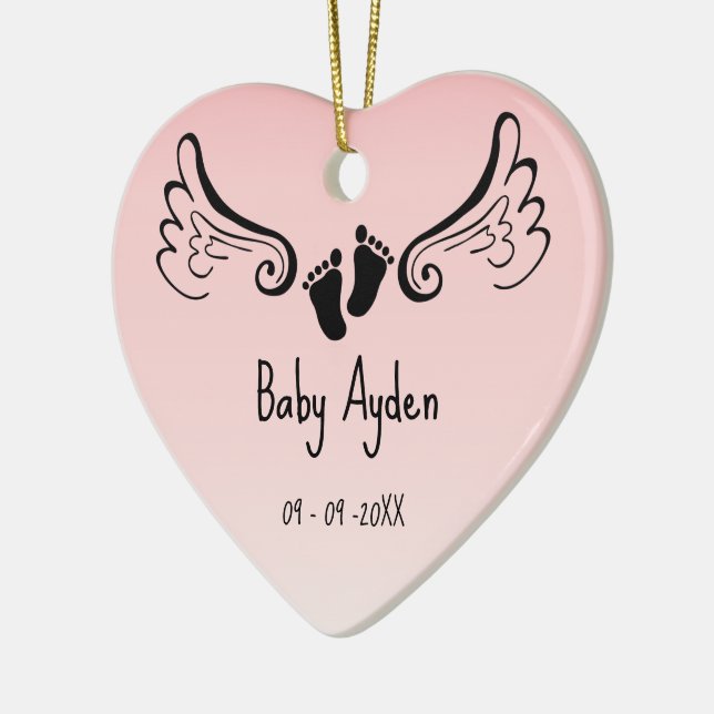 Baby loss memorial with baby name and date ceramic ornament (Left)