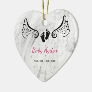 Baby loss memorial with baby name and date ceramic ornament