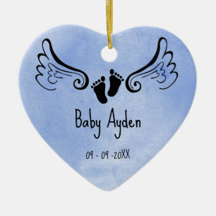 Baby loss memorial with baby name and date ceramic ornament