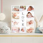 Baby Love 10 Photo Collage Faux Canvas Print<br><div class="desc">A photo collage faux canvas print to celebrate your newborn baby. Personalize with 10 family photos. "LOVE" is written down the middle in elegant text. Perfect gift for new parents,  grandparents and aunts and uncles.</div>