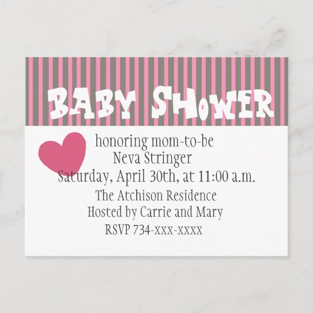 Baby Love, Baby Shower Post Card Invitation (Front)