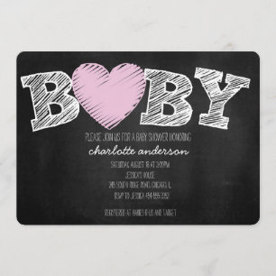 Baby Love Chalkboard Girl Chevron Shower Invite