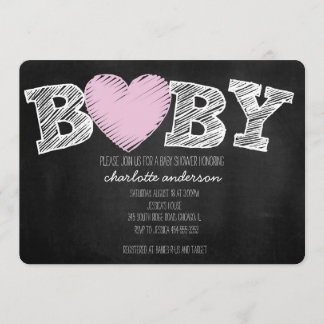 Baby Love Chalkboard Girl Chevron Shower Invite