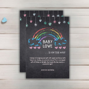 Baby Love Chalkboard Hearts & Rainbow Baby Shower Enclosure Card