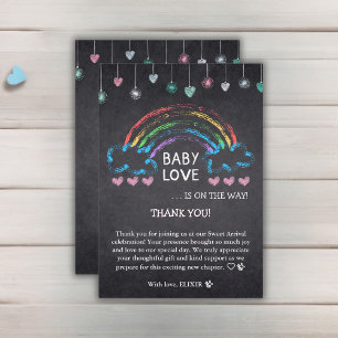 Baby Love Chalkboard Hearts & Rainbow Baby Shower Thank You Card
