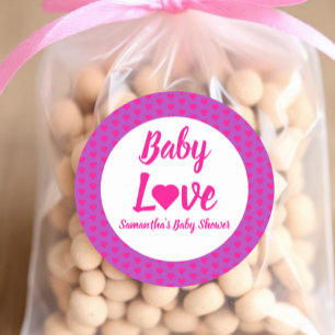 Baby Love Heart Baby Shower Classic Round Sticker