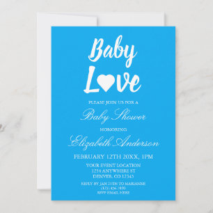 Baby Love Heart Boy Baby Shower Invitation