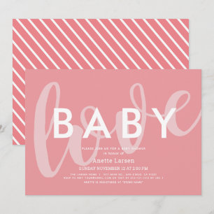 Baby Love Minimalist Pink Baby Shower Invitation