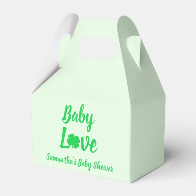 Baby Love Shamrock Baby Shower Favor Box (Front Side)