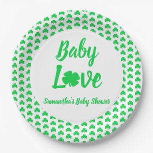 Baby Love Shamrock Baby Shower Paper Plate