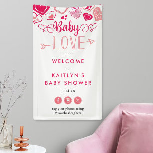 "Baby Love" Valentine's Day Baby Shower Welcome Banner