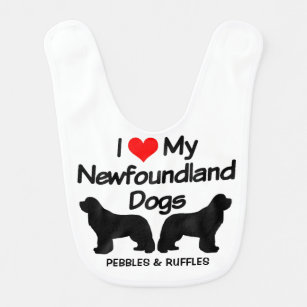 Baby Loves Two Newfoundland Dogs Bib