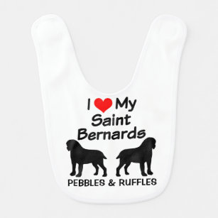 Baby Loves Two Saint Bernard Dogs Bib