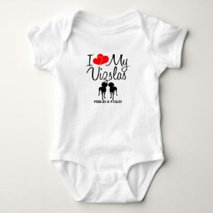 Baby Loves Two Vizsla Dogs Bodysuit