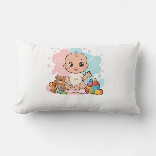 Baby Lumbar Nursery Throw Pillow (Front)