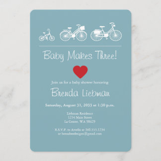 Baby Makes Three! Bicycle Invitation