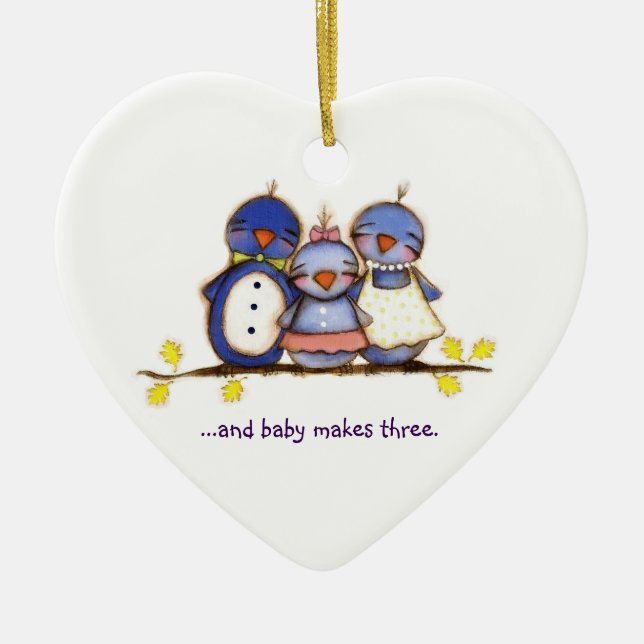 Baby Makes Three - Customizable Ornament (Front)