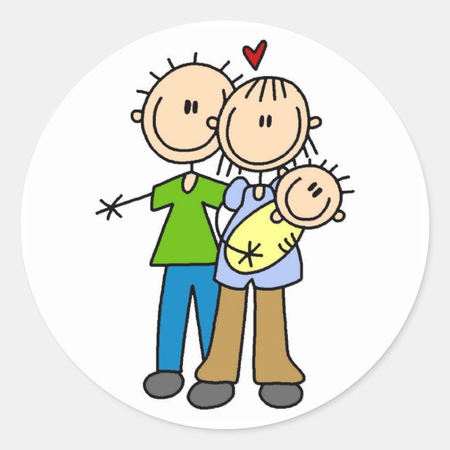 Baby Makes Three T-shirts and Gifts Classic Round Sticker (Front)