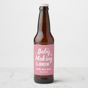 Baby Making Brew Funny Shower Thank You Pink Hops Beer Bottle Label
