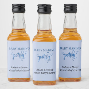 Baby Making Potion Baby Shower Favour Blue Mini Liquor Bottle Label