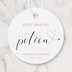 Baby Making Potion Cute Pink Girl Baby Shower Favour Tags