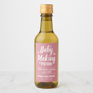 Baby Making Potion Funny Shower Thank You Pink Wine Label